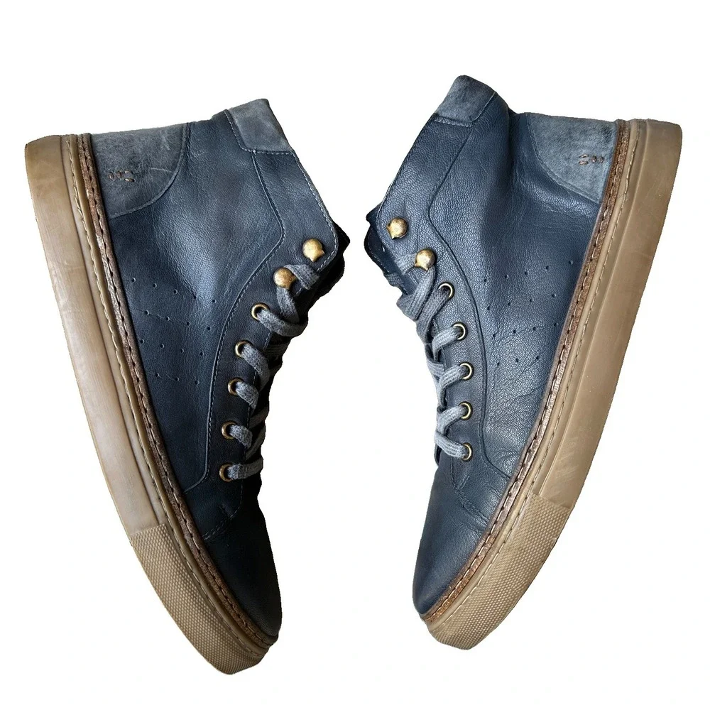 Roan Bed Stu Mac II Men's Size 11 US High Top Sneakers Blue Leather Lace Zip